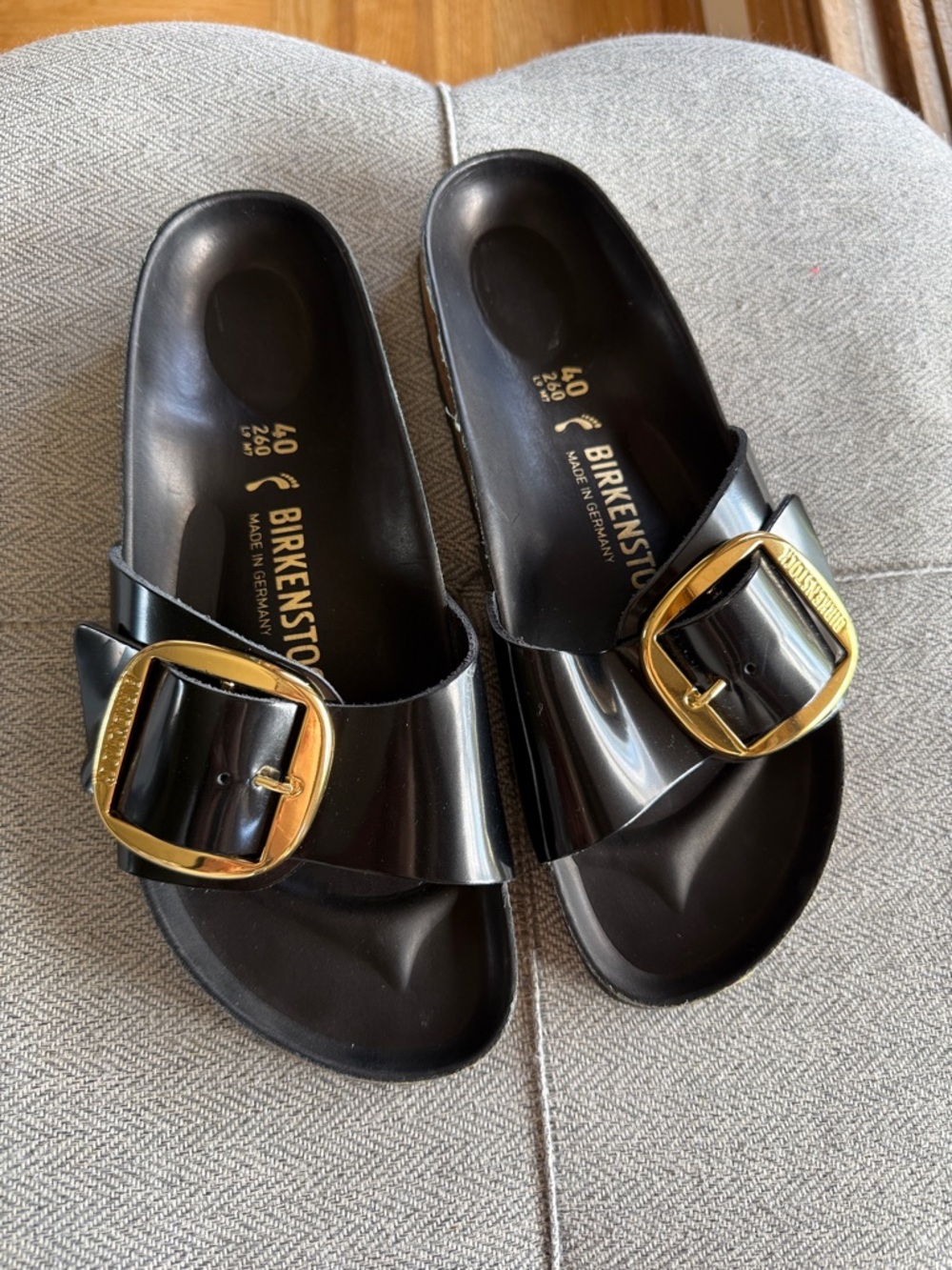 Birkenstock Madrid Big Buckle in High Shine Black - Picture 3 of 5